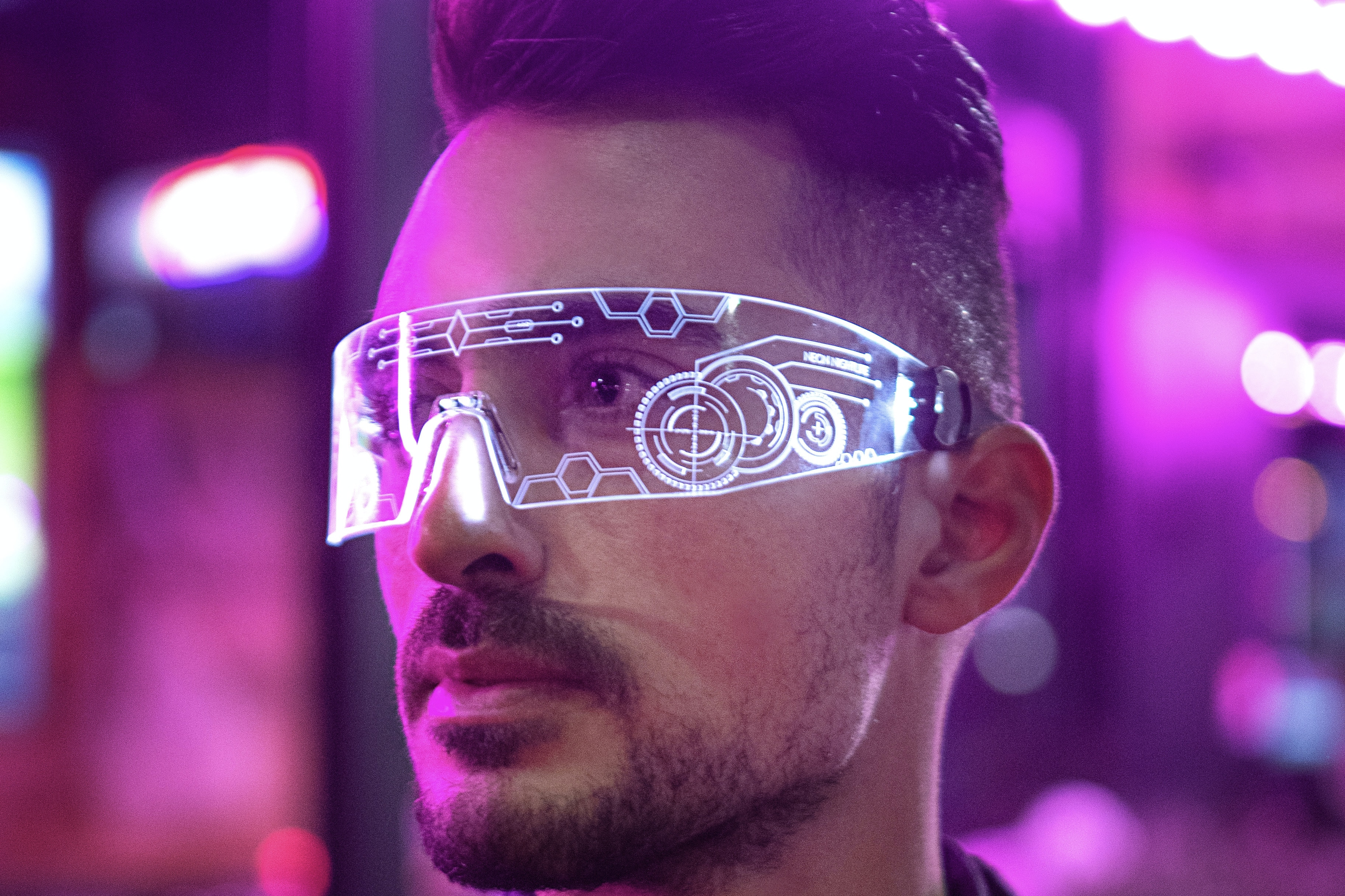 man wearing futuristic glasses
